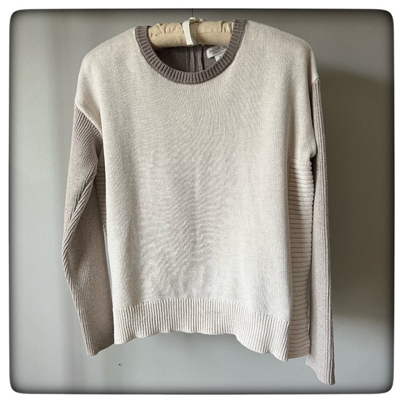 RACHEL ZOE Tricolor Crewneck Knitted Sweater in beige shades - Picture 1 of 11